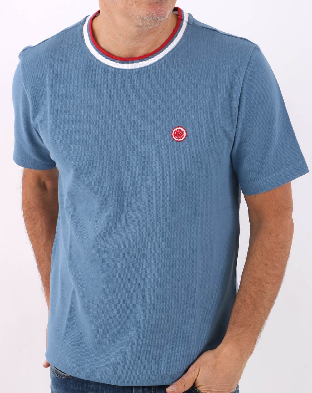 Pretty Green Tilby Neck Stripe T-shirt Blue