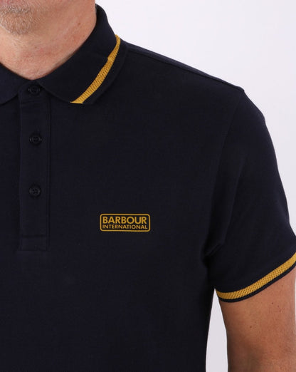 Barbour International Grid Tipped Polo Navy