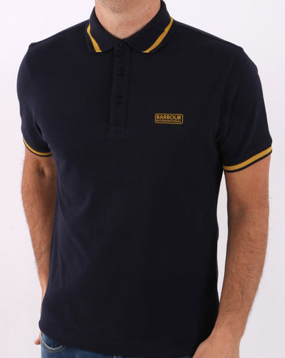 Barbour International Grid Tipped Polo Navy