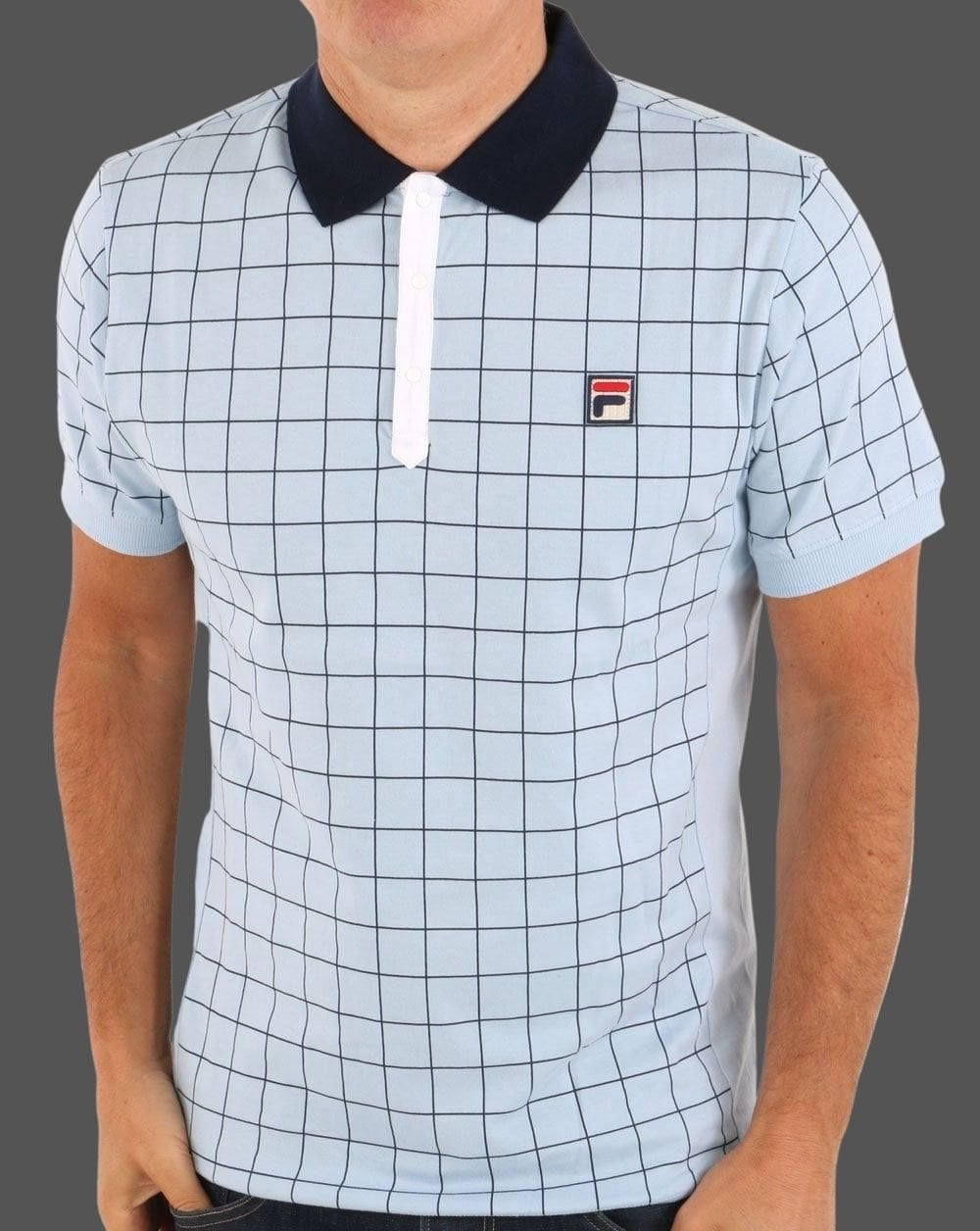 Fila Vintage Check Polo Shirt Sky Blue/Navy