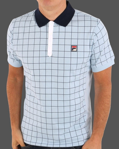 Fila Vintage Check Polo Shirt Sky Blue/Navy