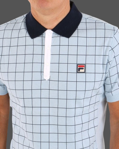 Fila Vintage Check Polo Shirt Sky Blue/Navy