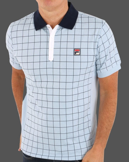 Fila Vintage Check Polo Shirt Sky Blue/Navy