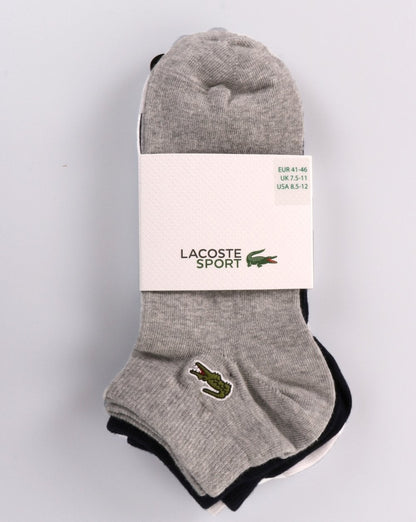 Lacoste Sport Triple Pack Low Cut Socks Navy/Silver/White