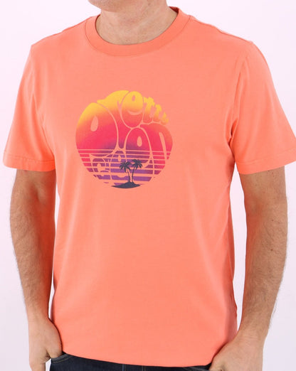 Pretty Green Ibiza Sunset Logo T-shirt Coral