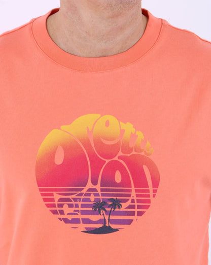 Pretty Green Ibiza Sunset Logo T-shirt Coral