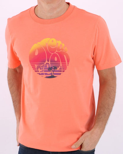 Pretty Green Ibiza Sunset Logo T-shirt Coral