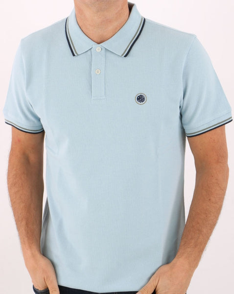 Pretty Green Tipped Polo Shirt Light Blue