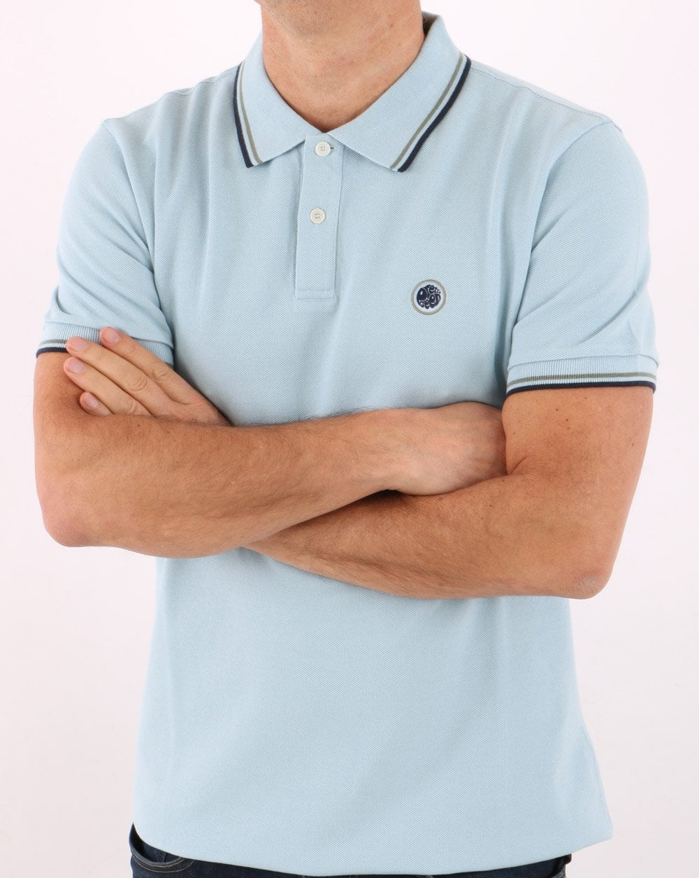 Pretty Green Tipped Polo Shirt Light Blue