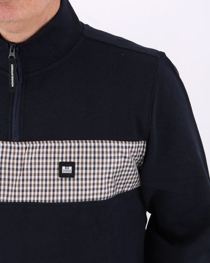 Weekend Offender Check Panel Sweatshirt Navy