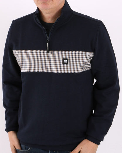 Weekend Offender Check Panel Sweatshirt Navy