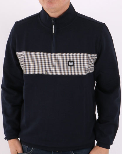 Weekend Offender Check Panel Sweatshirt Navy