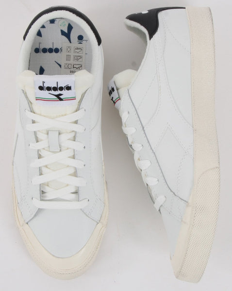 Diadora Melody Leather Distressed Trainer White/Black