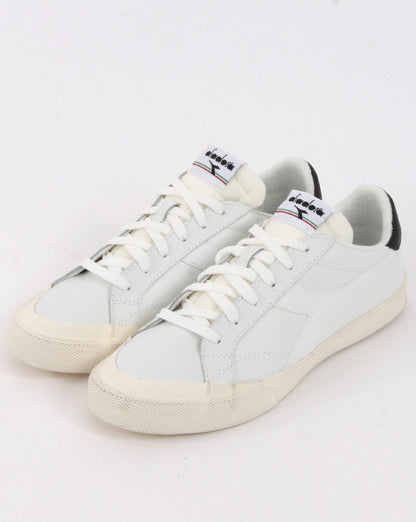 Diadora Melody Leather Distressed Trainer White/Black