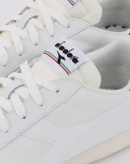 Diadora Melody Leather Distressed Trainer White/Black