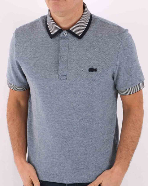 Lacoste Patterned Polo Shirt Blue/White