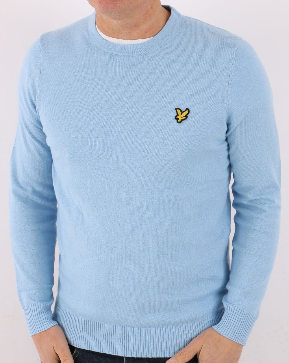 Lyle & Scott Cotton Merino knit Crew Sky Blue