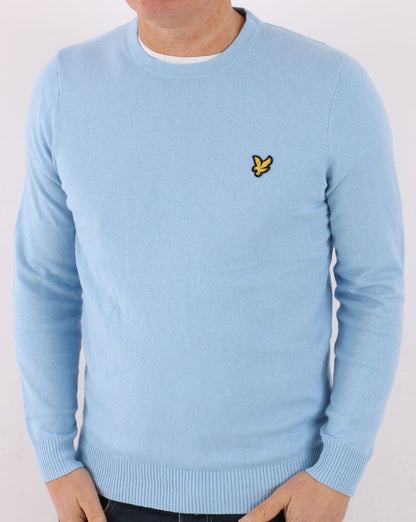 Lyle & Scott Cotton Merino knit Crew Sky Blue