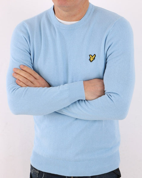 Lyle & Scott Cotton Merino knit Crew Sky Blue