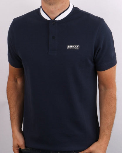 Barbour International Tipped Sports Collar Polo Navy