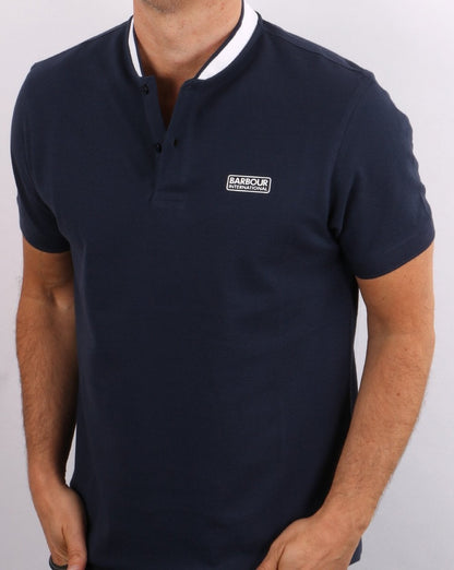 Barbour International Tipped Sports Collar Polo Navy