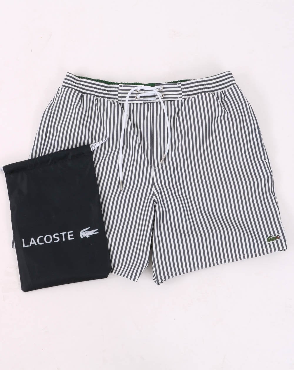 Lacoste Stripe Swim Shorts Navy/White