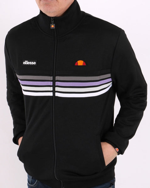 Ellesse 5 Stripe Track Top Black/Lilac