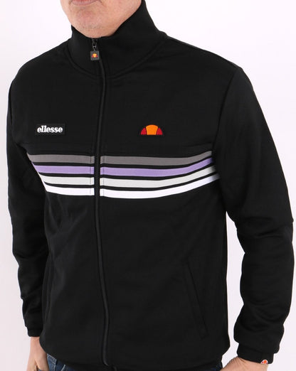 Ellesse 5 Stripe Track Top Black/Lilac