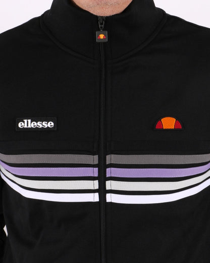 Ellesse 5 Stripe Track Top Black/Lilac