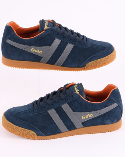 Gola Harrier Suede Trainer Navy/Grey/Moody Orange