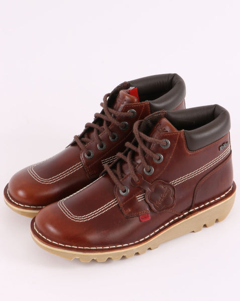 Kickers Kick Hi Roll Leather Boot Dark Brown