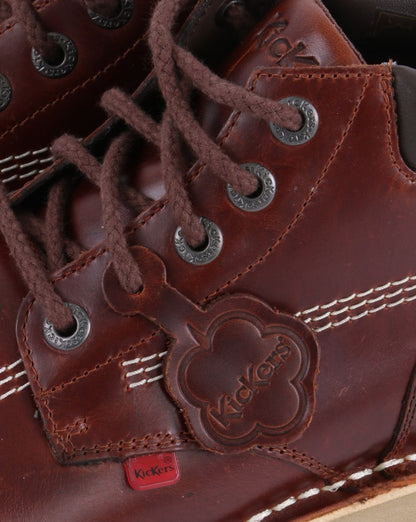 Kickers Kick Hi Roll Leather Boot Dark Brown