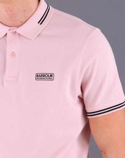 Barbour International Essential Tipped Polo Pink Cinder