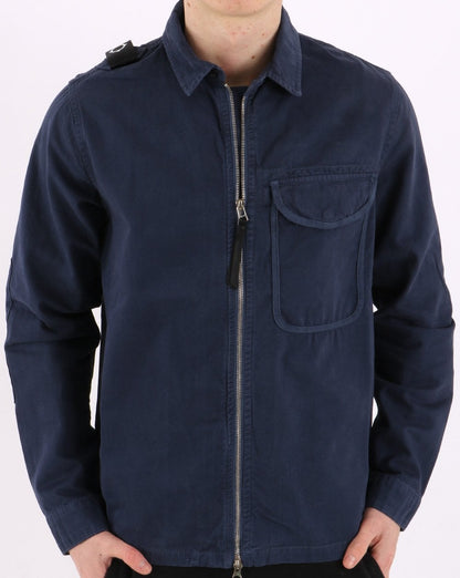 MA.STRUM Garment Dyed Zip Overshirt Ink Navy