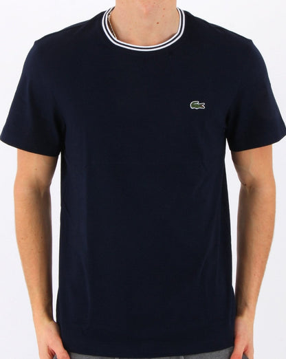 Lacoste Striped Crew Neck T-shirt Navy