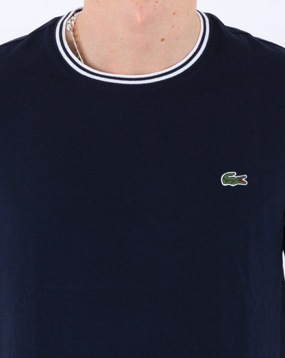 Lacoste Striped Crew Neck T-shirt Navy