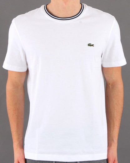 Lacoste Striped Crew Neck T-shirt White