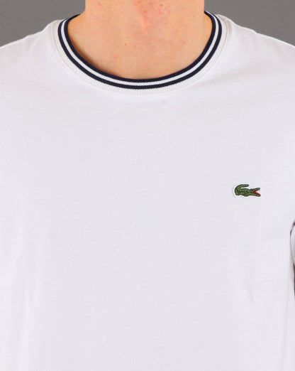 Lacoste Striped Crew Neck T-shirt White