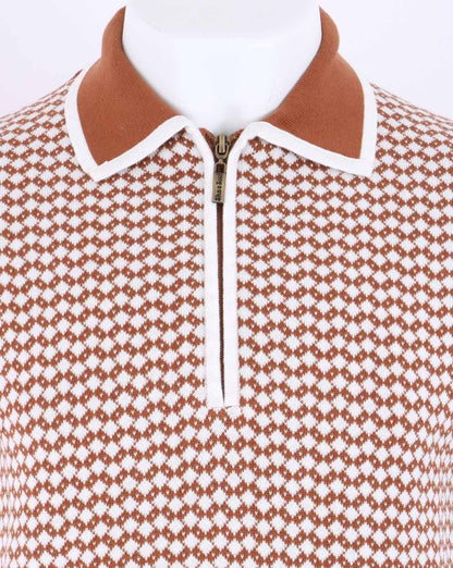 Ska & Soul Diamond Knit Polo Shirt Ginger