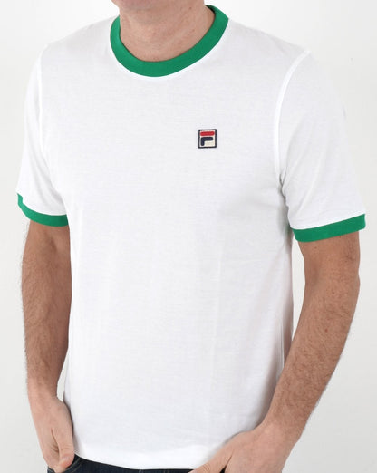 Fila Vintage Ringer T Shirt White/Green