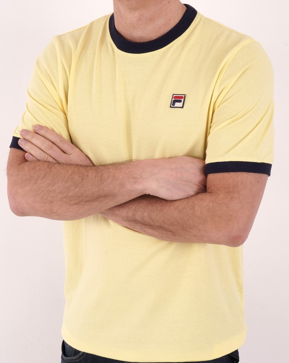 Fila Vintage Ringer T Shirt Yellow/Navy