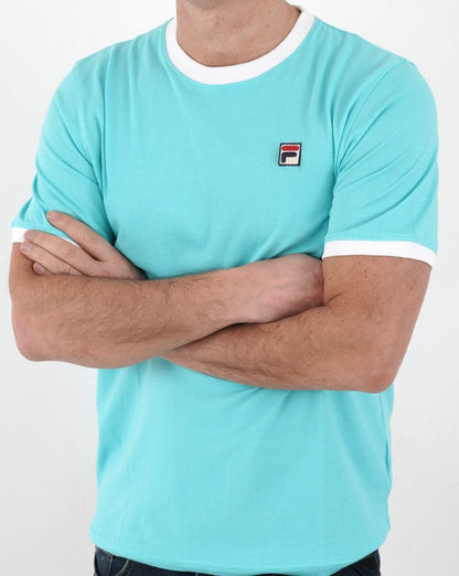 Fila Vintage Ringer T Shirt Blue Radiance/White