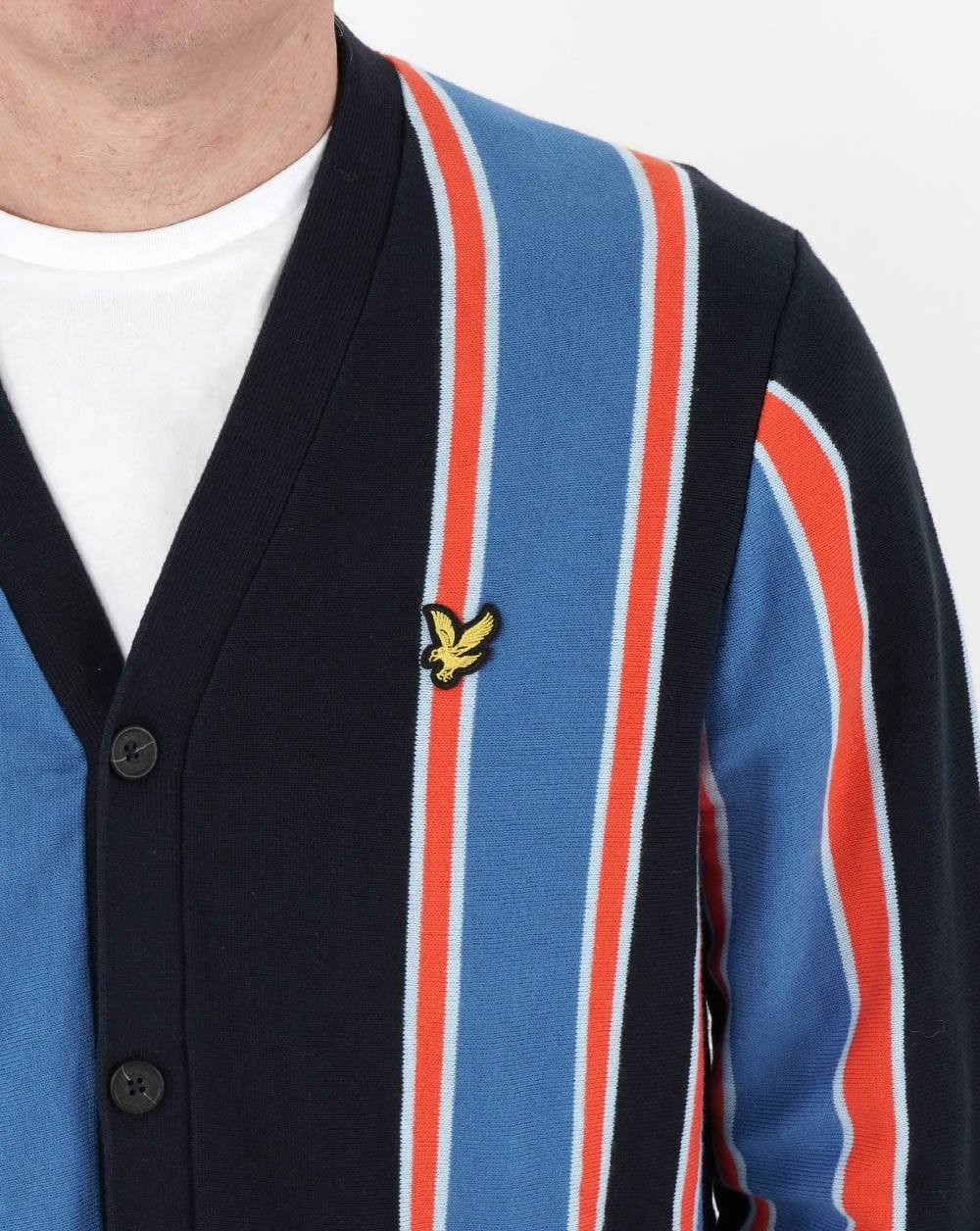 Lyle & Scott Stripe Cardigan Red/Blue