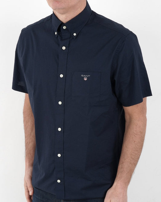 Gant Broadcloth Short Sleeve Shirt Navy