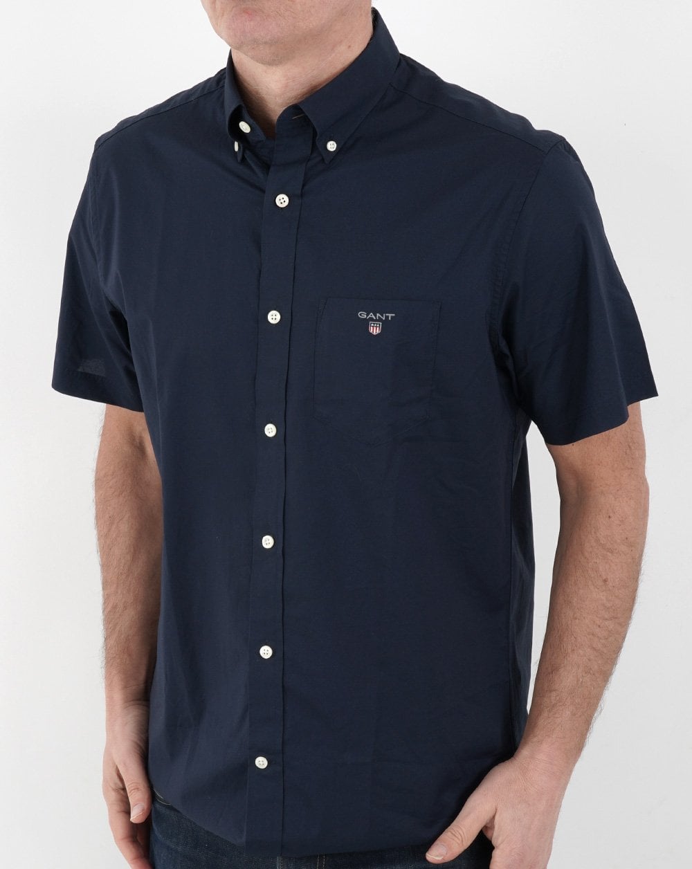 Gant Broadcloth Short Sleeve Shirt Navy