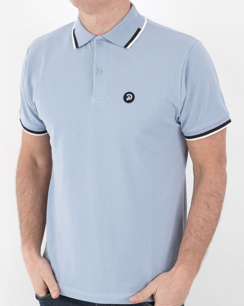 Trojan Jacquard Trim Polo Shirt Sky