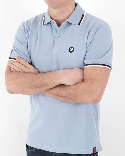 Trojan Jacquard Trim Polo Shirt Sky