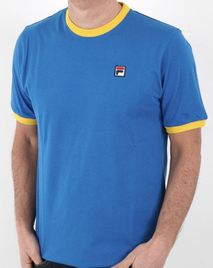 Fila Vintage Ringer T Shirt Blue/Yellow