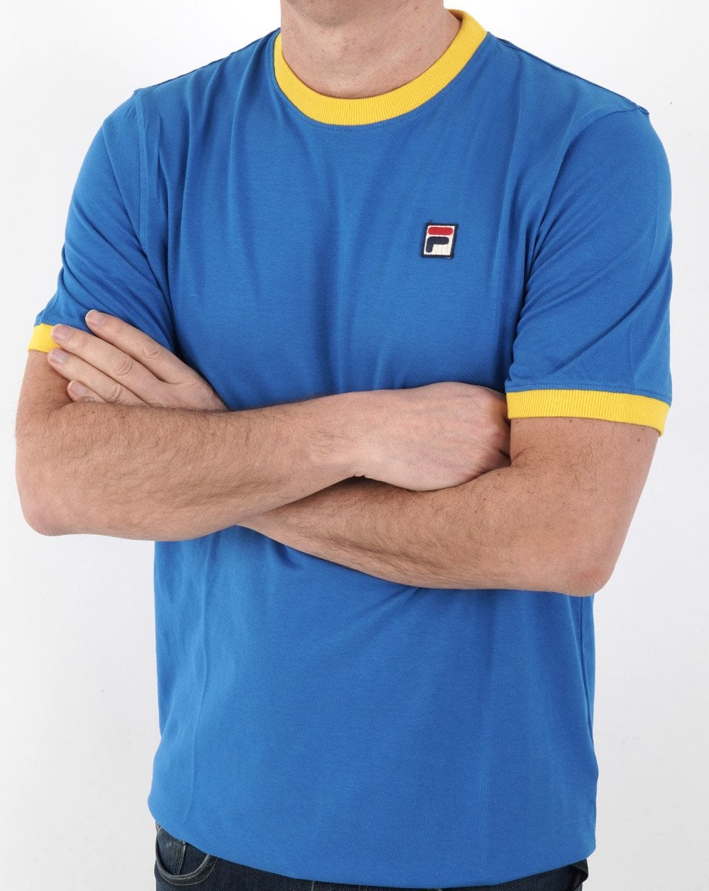 Fila Vintage Ringer T Shirt Blue/Yellow