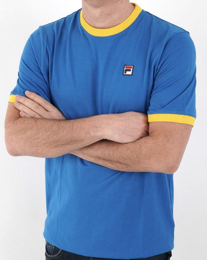 Fila Vintage Ringer T Shirt Blue/Yellow
